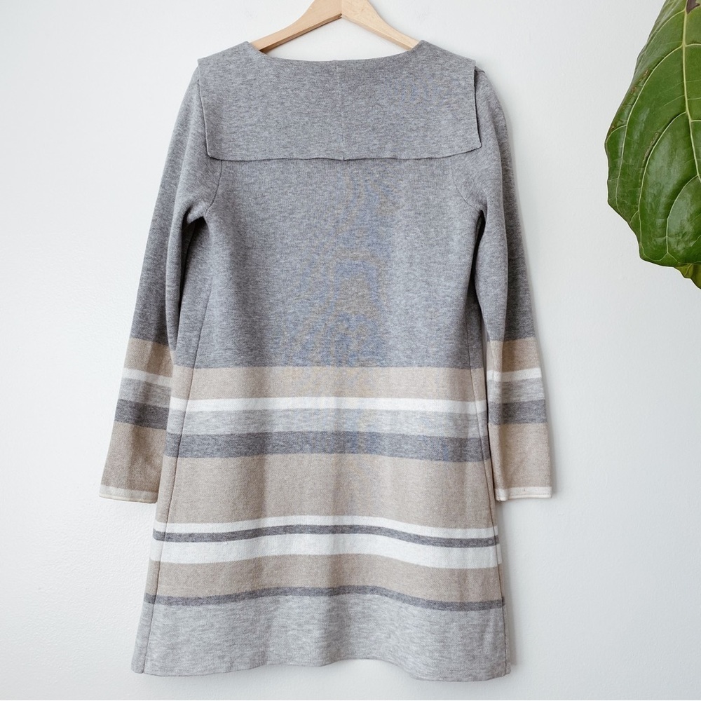 APT9 Long Open Cardigan Color Block Neutral Cozy Knit Wear Relaxed Fit Gray Tan - Picture 5 of 8